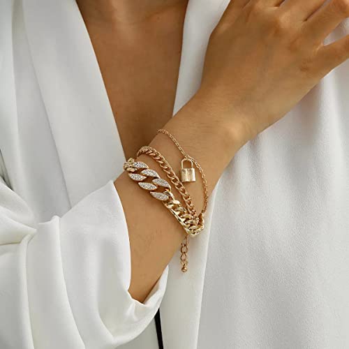 Stone Studded Multi-strand Bracelet with Lock